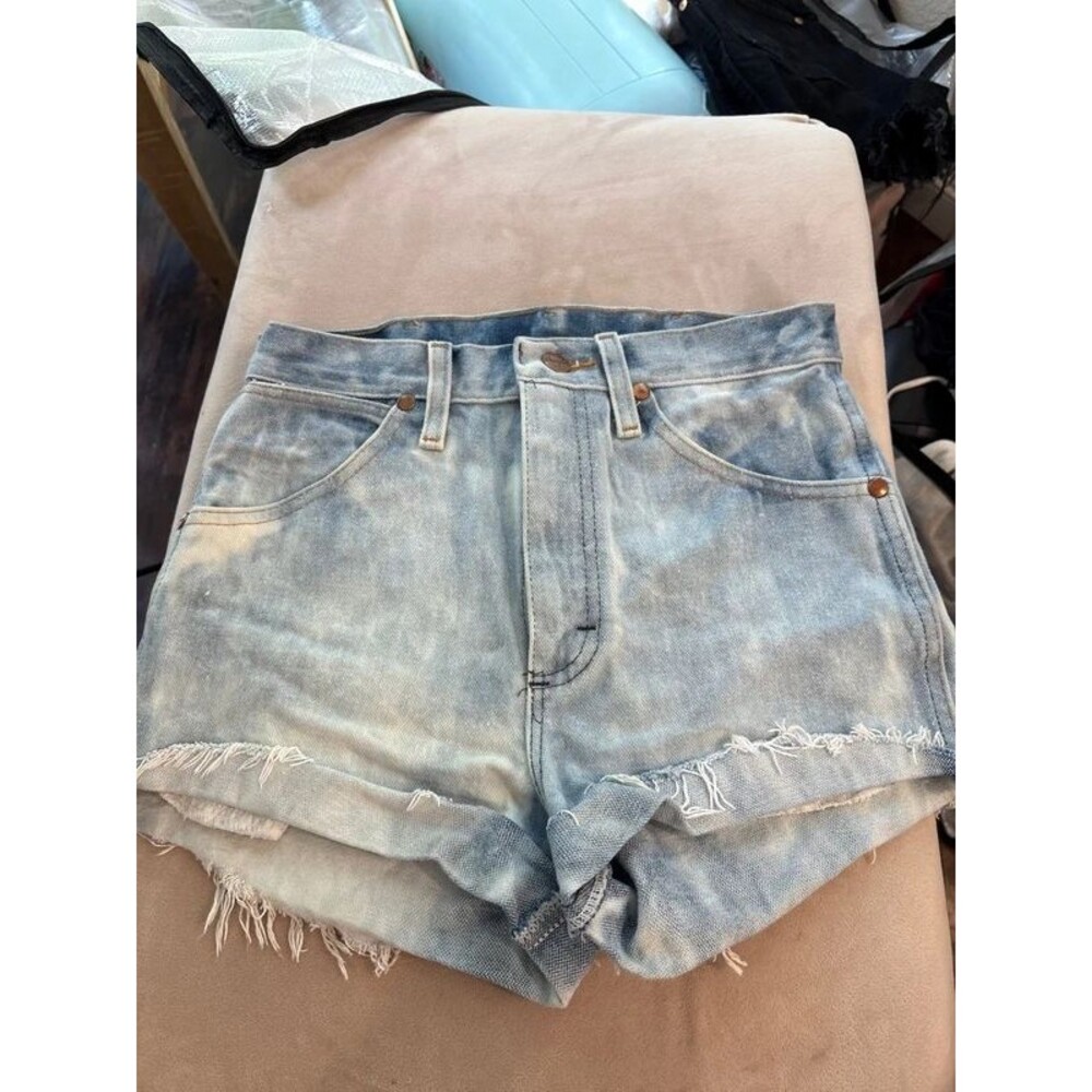 Bleached wrangler denim cutoffs